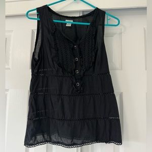 Anthropologie Odille Black 100% Cotton Sleeveless Top